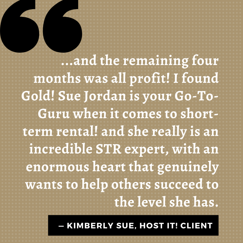 Sue Jordan Airbnb HomeAway hosting expert